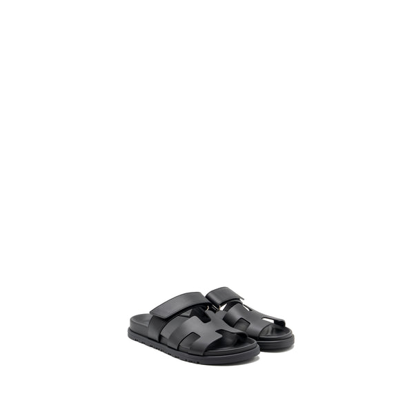 Hermes size 37 chypre sandal black SHW