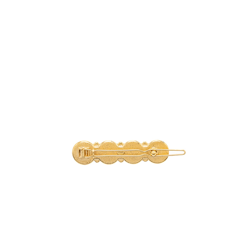 Chanel coco / perfume bottle / CC logo /clover hair clip black gold tone