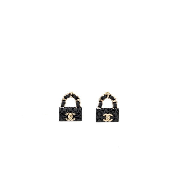 Chanel Classic flap bag earring light gold tone