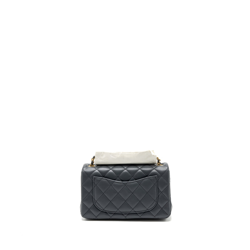 Chanel 23K pearl crush mini rectangular flap bag lambskin dark grey GHW