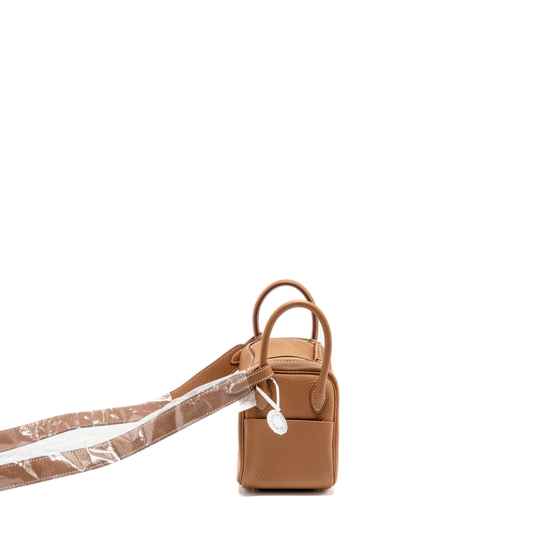 Hermes Mini Lindy II Clemence Gold GHW Stamp K