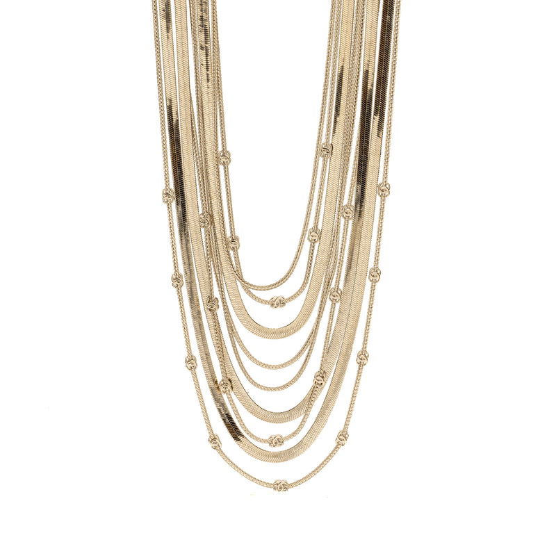 Chanel CC Necklace Metal Chain Necklace Light Gold Tone