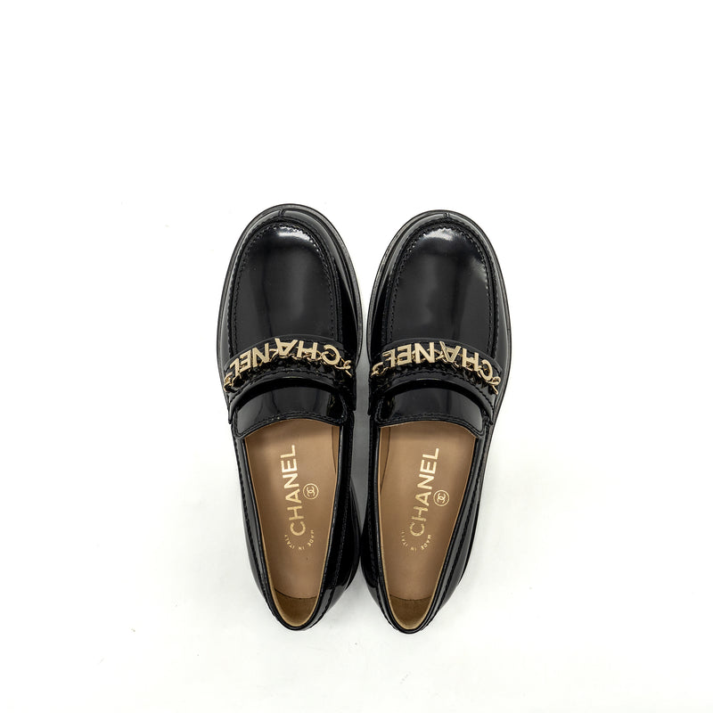 Chanel size 36.5 Letter Loafers leather Black LGHW