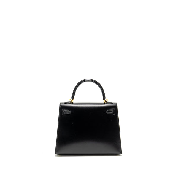Hermes Kelly 25 Box Black GHW Stamp D