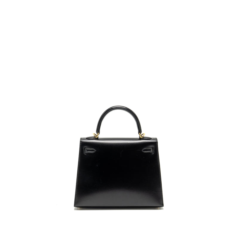 Hermes Kelly 25 Box Black GHW Stamp D