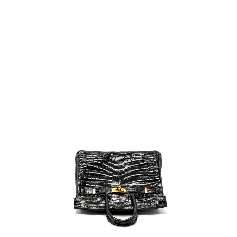 Hermes birkin 25 shiny crocodile niloticus 88 graphite GHW stamp D