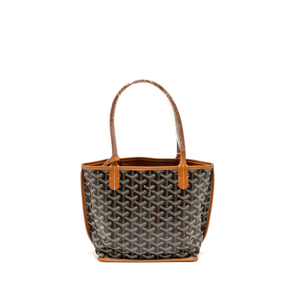 GOYARD mini Anjou Tote Bag Goyardline Canvas /Calfskin Tan SHW