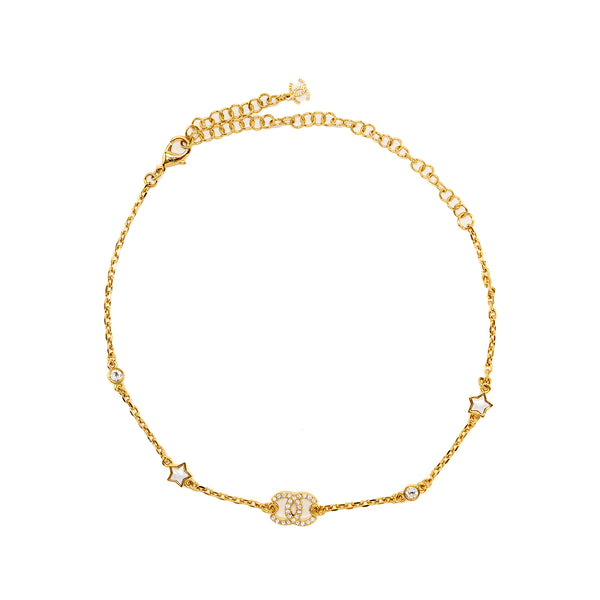 Chanel CC logo and star chocker / necklace gold tone