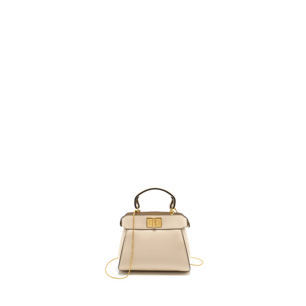 FENDI Nano Peekaboo Lambskin White GHW