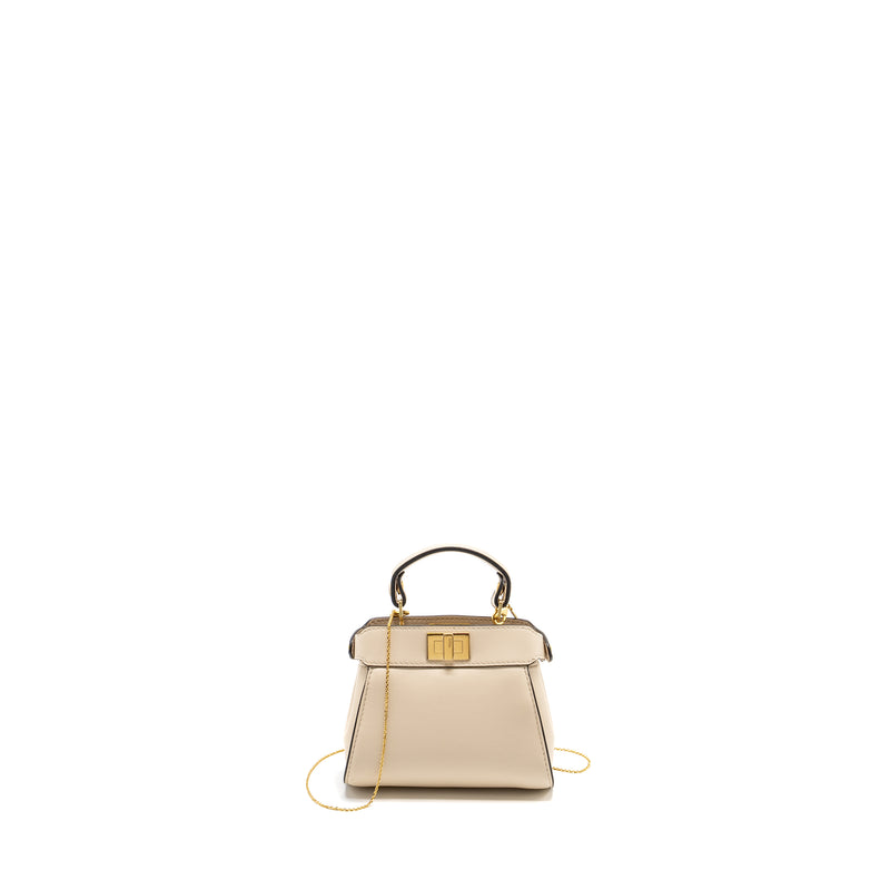 FENDI Nano Peekaboo Lambskin White GHW