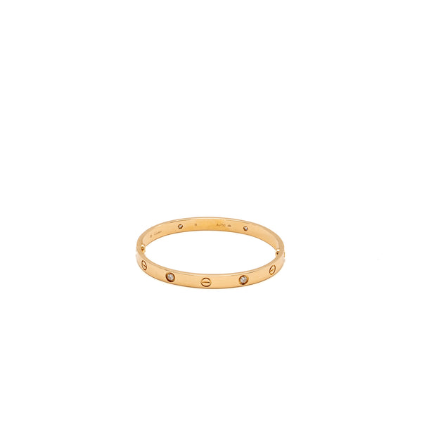 Cartier Size 18 Love Bracelet Rose Gold, 4 Diamonds