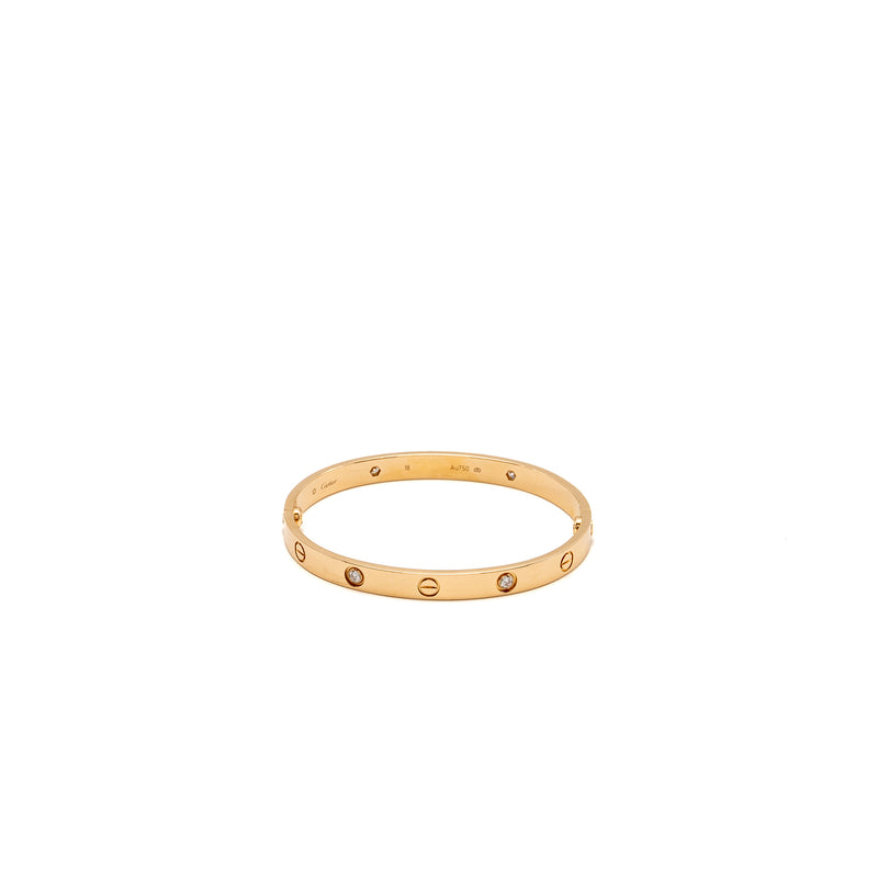 Cartier Size 18 Love Bracelet Rose Gold, 4 Diamonds