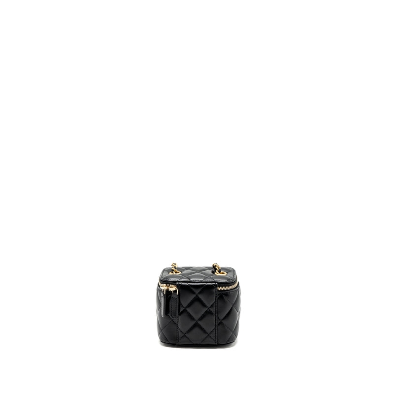 Chanel pearl crush mini vanity with chain lambskin black GHW