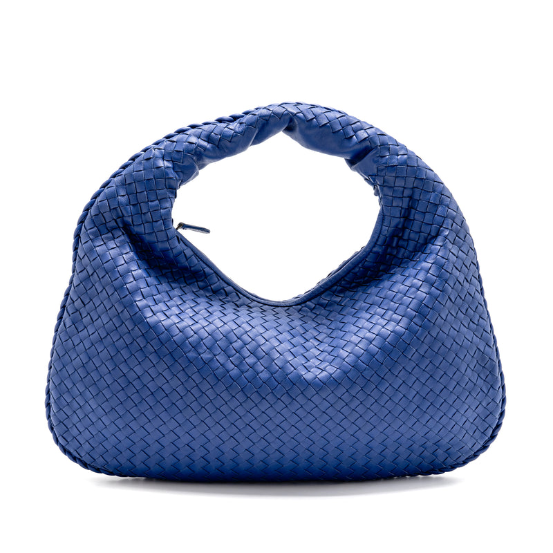 Bottega Veneta Intercciato Hobo Bag Lambskin Dark Blue SHW