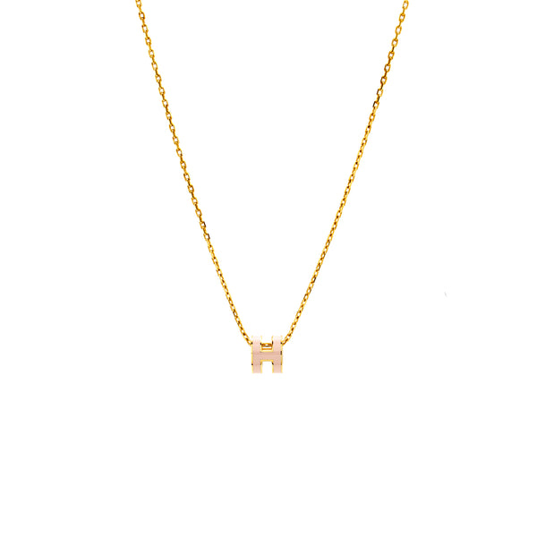 Hermes Mini Pop H Pendant Rose Dragee RGHW