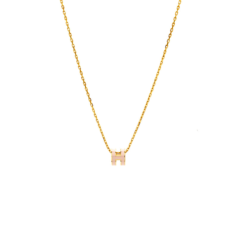 Hermes Mini Pop H Pendant Rose Dragee RGHW