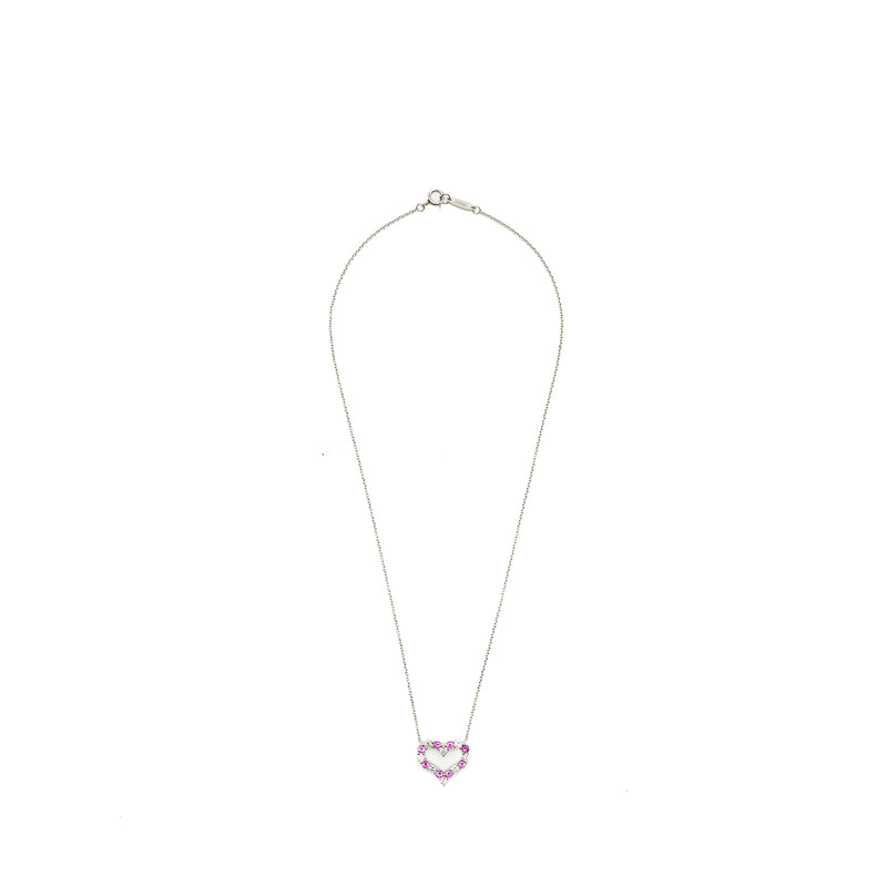 Tiffany Heart Pendant Platinum Pink/ White Diamonds