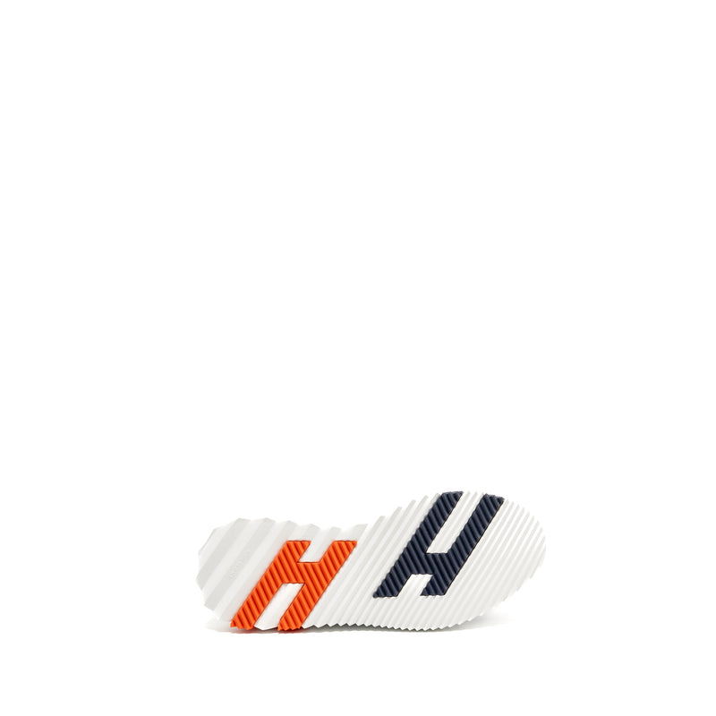Hermes size 40.5 Men’s Bouncing sneaker white/ navy/ orange