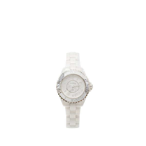 Chanel J12 33mm watch 20th anniversary limited edition white ceramic, diamonds
