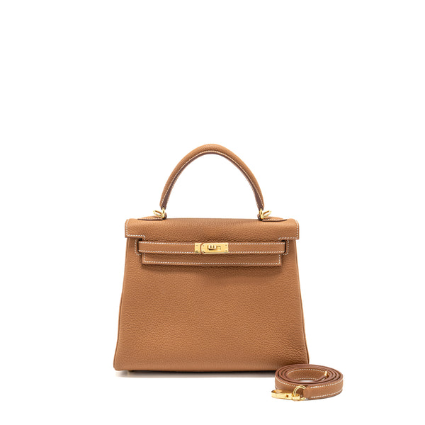 Hermes Kelly 25 Togo Gold GHW Stamp W