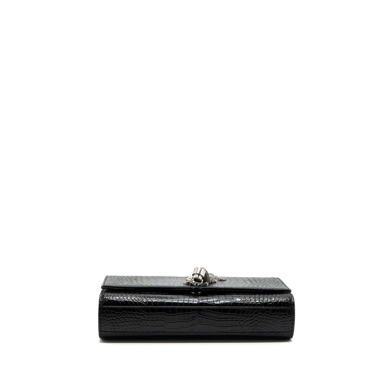 Saint Laurent/YSL Kate Tassel Croc-embossed calfskin Black SH