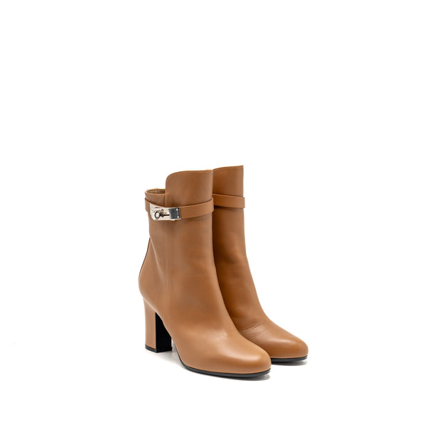 Hermes Size 37 Saint Germain Ankle Boot Leather Naturel SHW