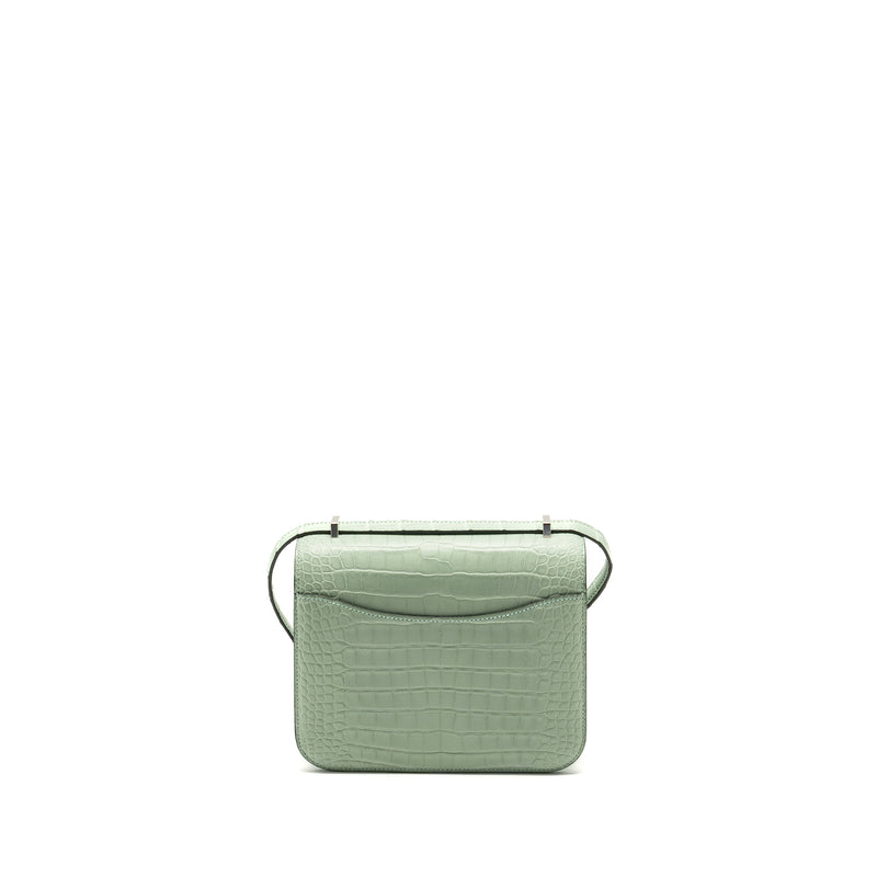 Hermes Mini Constance Alligator Mississippiensis Mat Vert D’eau SHW Stamp U