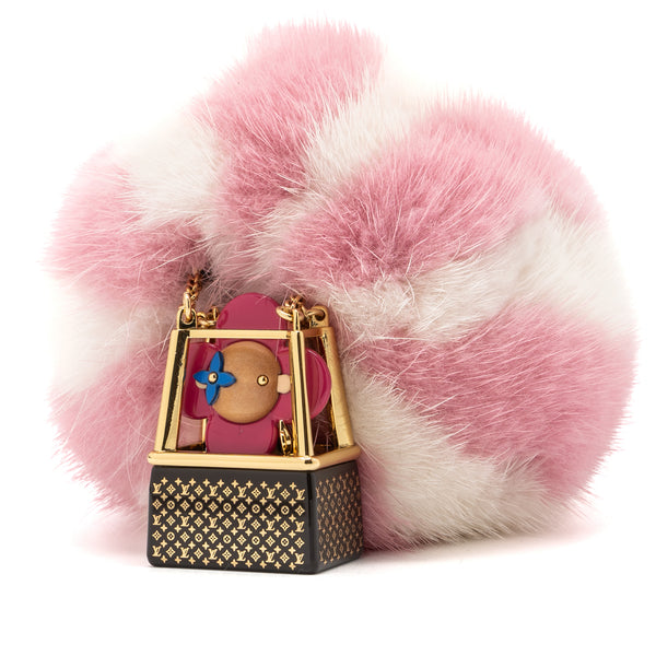 Louis Vuitton Vivienne hot air ballon bag charm / key ring fur multicolour
