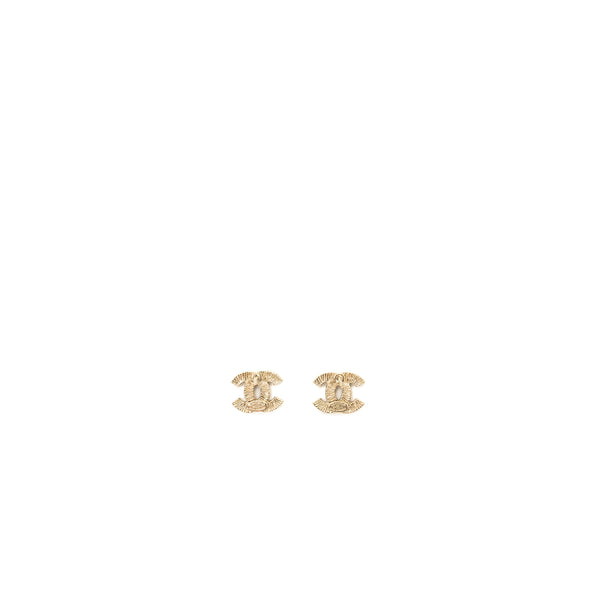 Chanel small model cc logo crystal earrings light gold tone