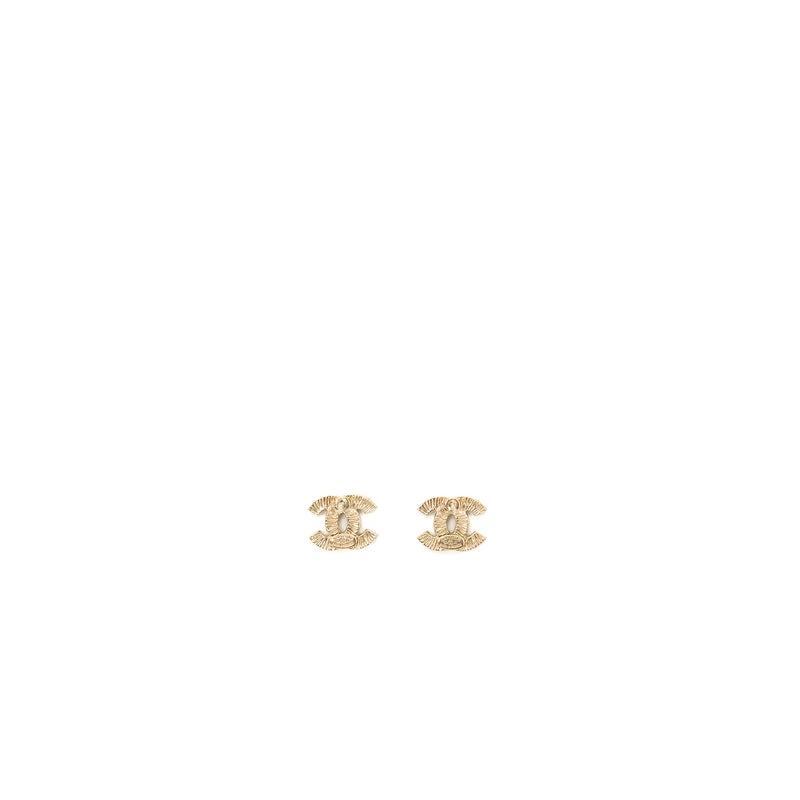 Chanel small model cc logo crystal earrings light gold tone