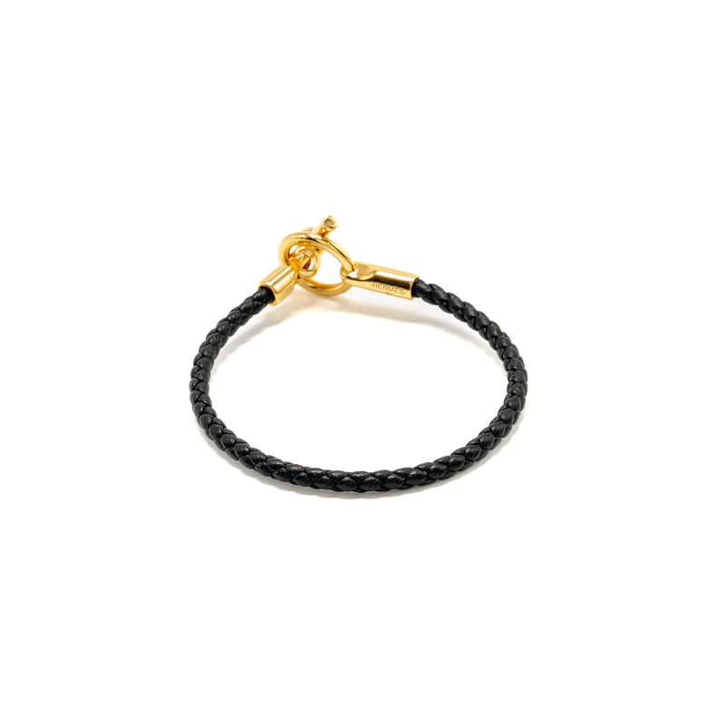Hermes size T5 Glenan H bracelet black GHW