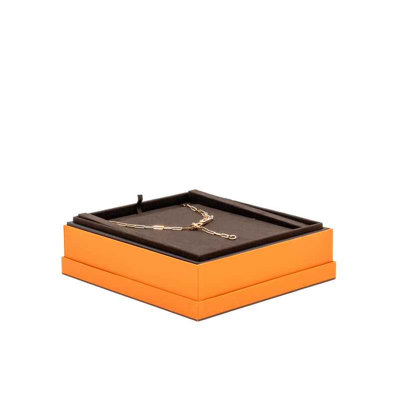 Hermes Size ST Kelly Chaine Lariat Necklace, Small Model Rose Gold, Diamonds