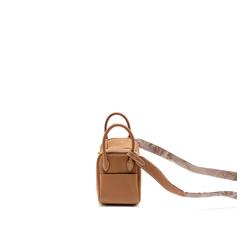 Hermes Mini Lindy II Clemence Gold GHW Stamp K