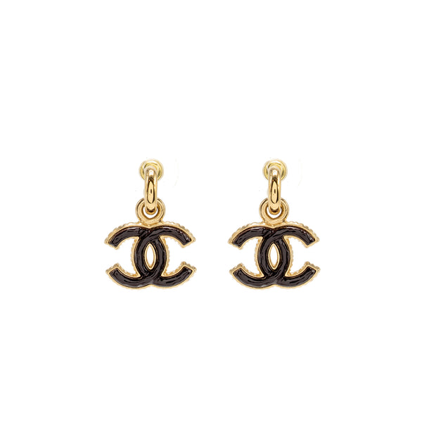 Chanel CC logo drop earrings burgundy / gold tone