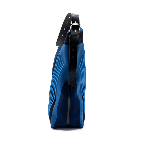 hermes etriviere MM shoulder bag fabric / hunter leather blue / black SHW stamp D