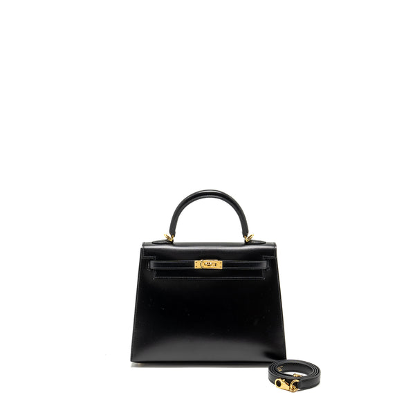 Hermes Kelly 25 Box Black GHW Stamp D