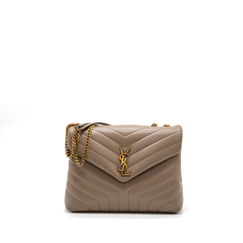 Saint Laurent Medium Loulou Shoulder Bag Beige GHW