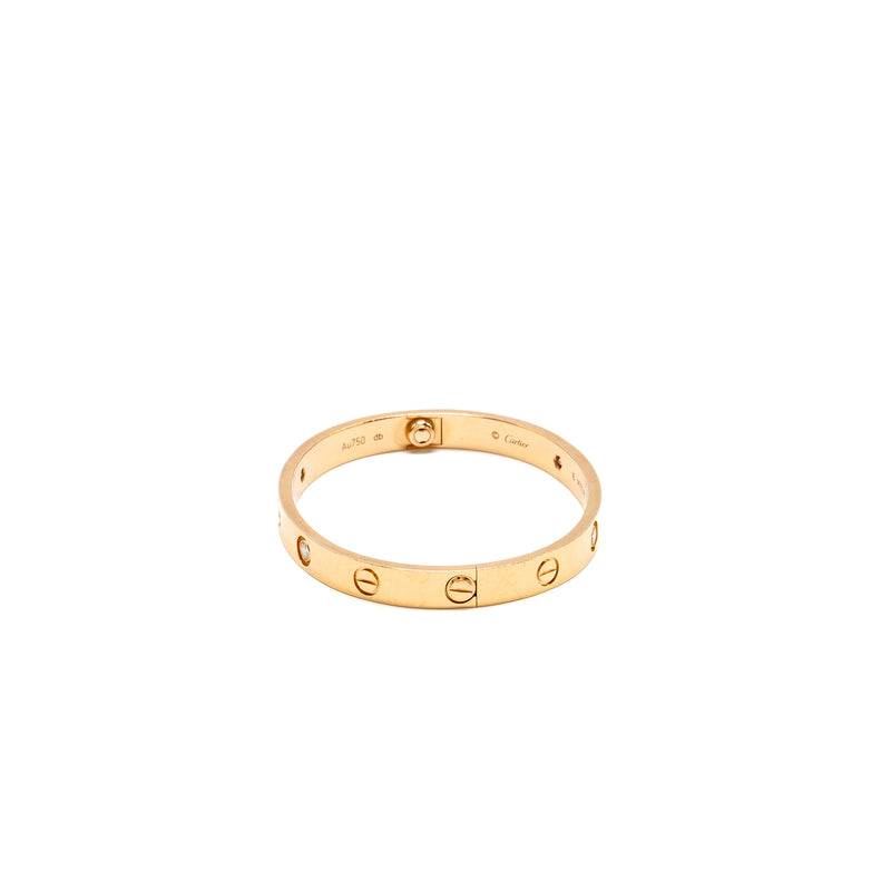 Cartier size 16 love bracelet rose gold with 4 diamonds