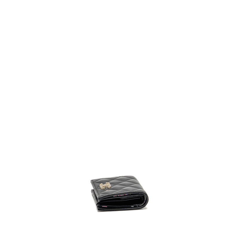 Chanel Detailed CC Logo Quilted Wallet Lambskin Black LGHW (Microchip)