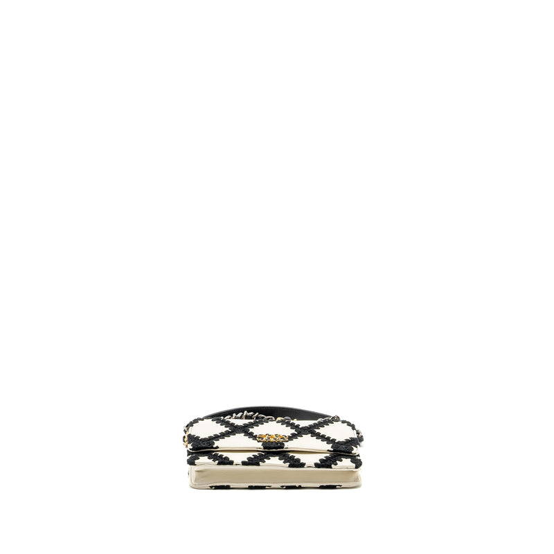 Chanel 19 wallet on chain Fabric/Calfskin White/Black Multicolour Hardware