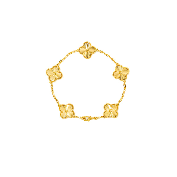 Van Cleef and Arpels vintage Alhambra Bracelet, 5 motif 18K yellow gold