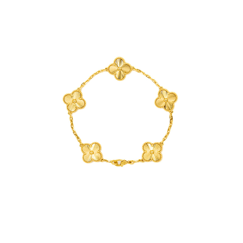 Van Cleef and Arpels vintage Alhambra Bracelet, 5 motif 18K yellow gold