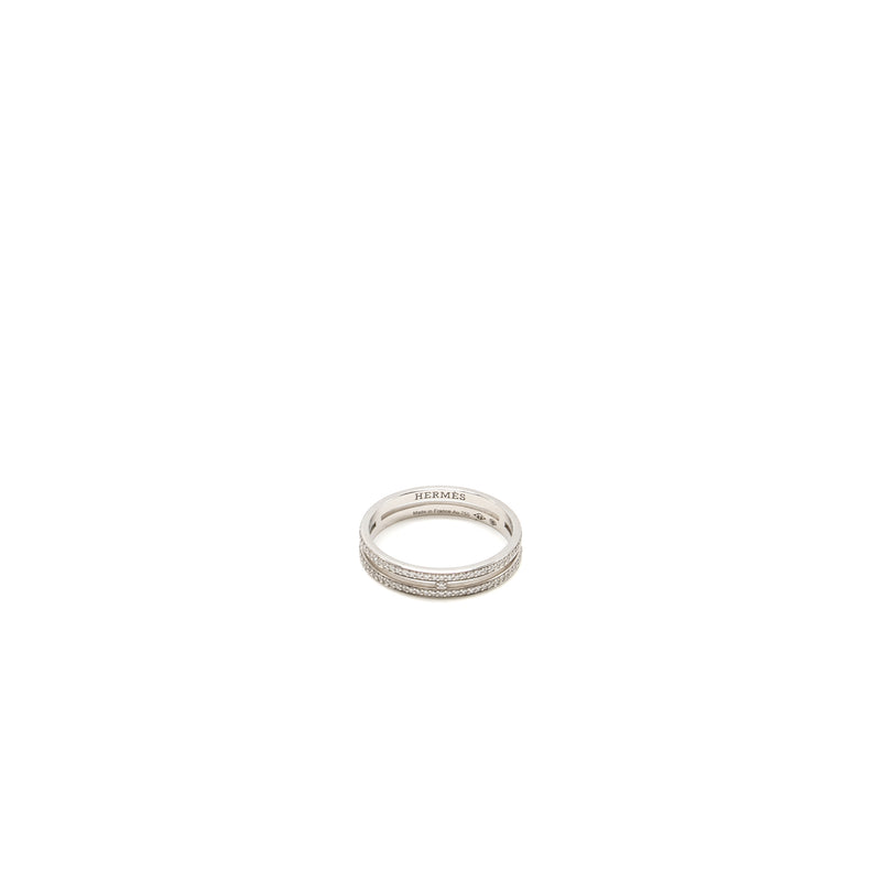 Hermes Size 55 Ariane Wedding Band, Small Model White Gold, Diamonds