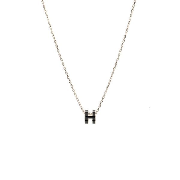 Hermes Mini Pop H Pendant Black SHW