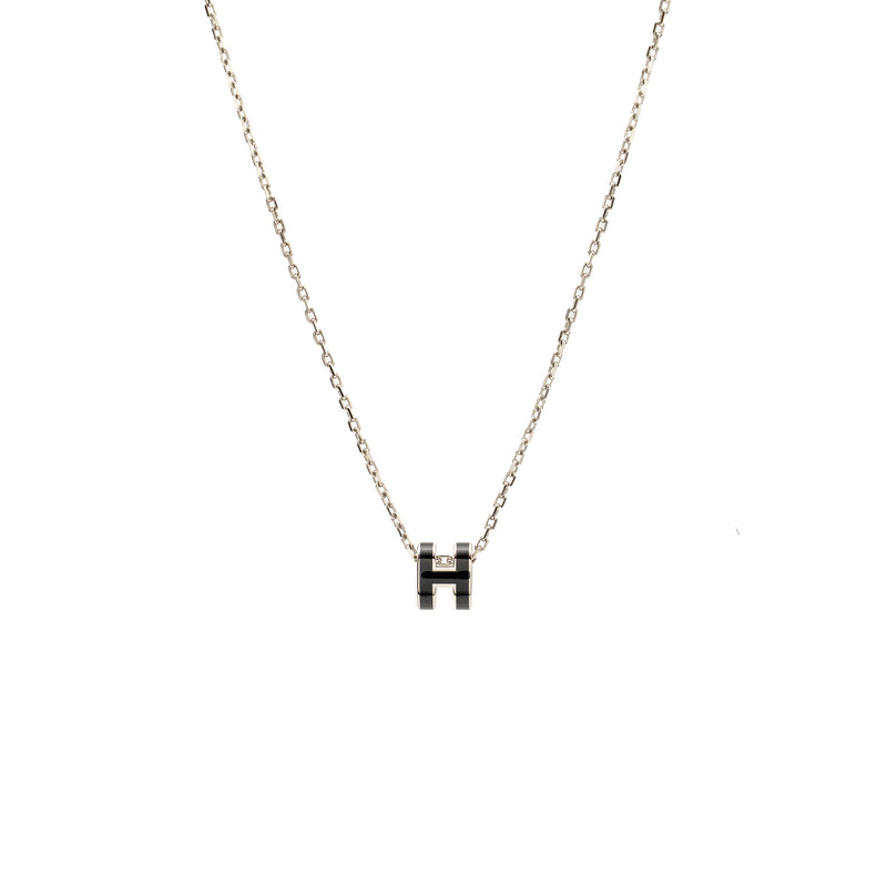 Hermes Mini Pop H Pendant Black SHW