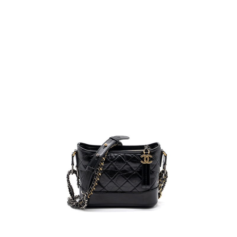 Chanel small gabrielle hobo bag calfskin black multicolour hardware