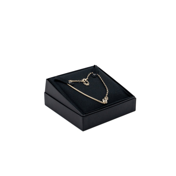 Chanel 23a Double CC Logo Chocker Crystal/Leather Chain Light Gold Tone