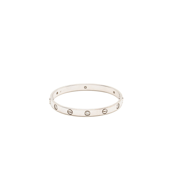 Cartier size 17 love bracelet white gold 6 diamonds