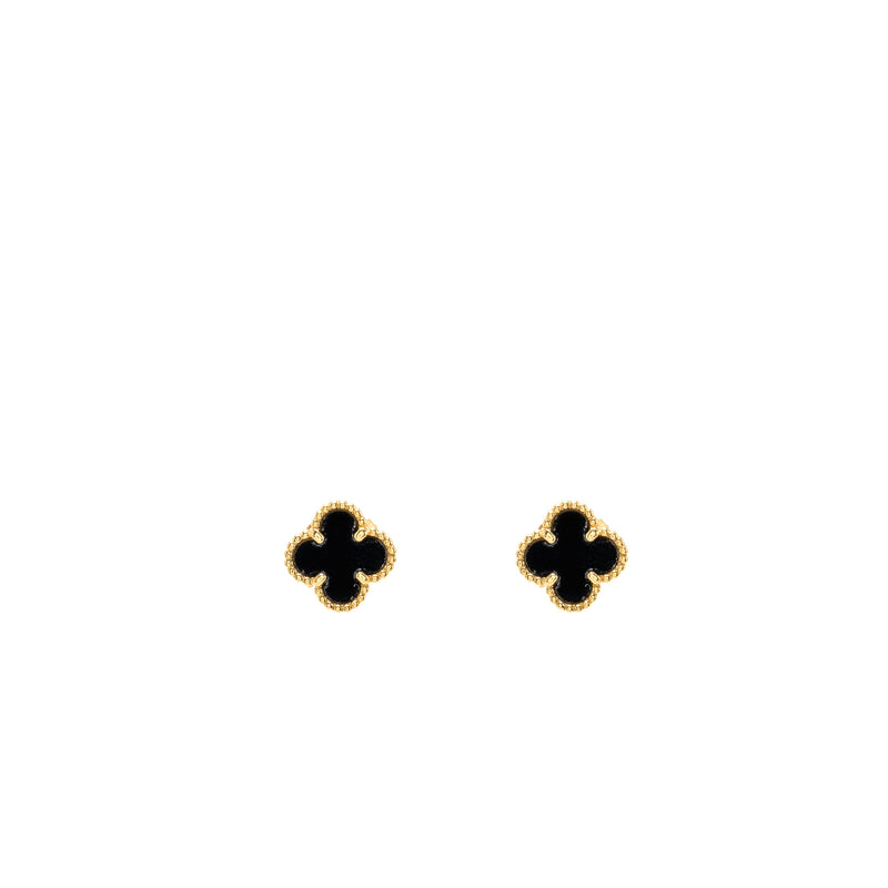 Van Cleef & Arpels Sweet Alhambra Earstuds Earrings, Onyx Yellow gold