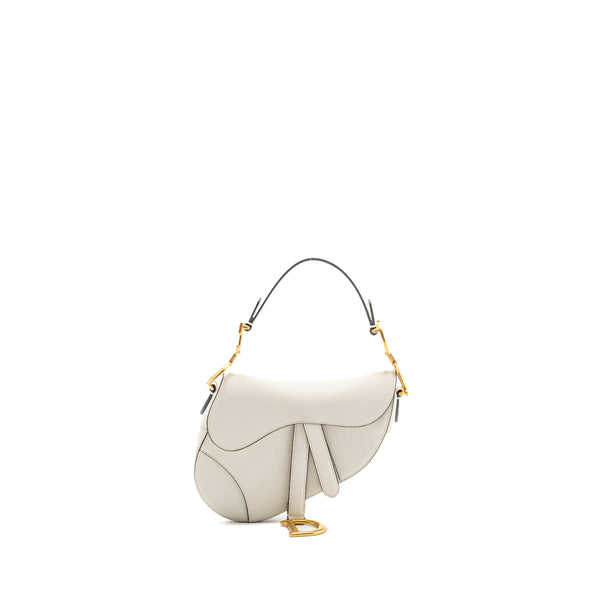 Dior mini saddle bag grained calfskin white GHW